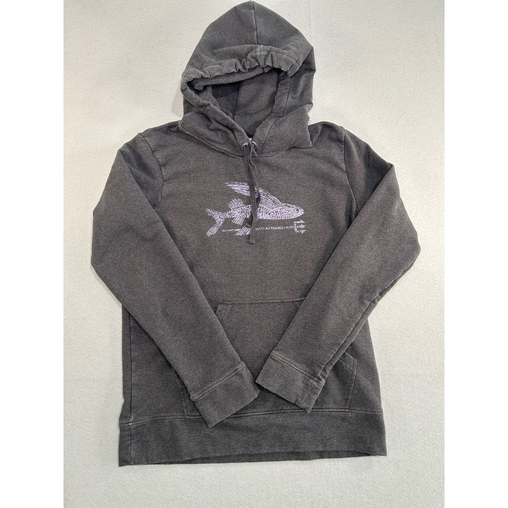 Patagonia Hoodie Women Small Gray Flying Fish Graphic Pullover Sweatshirt